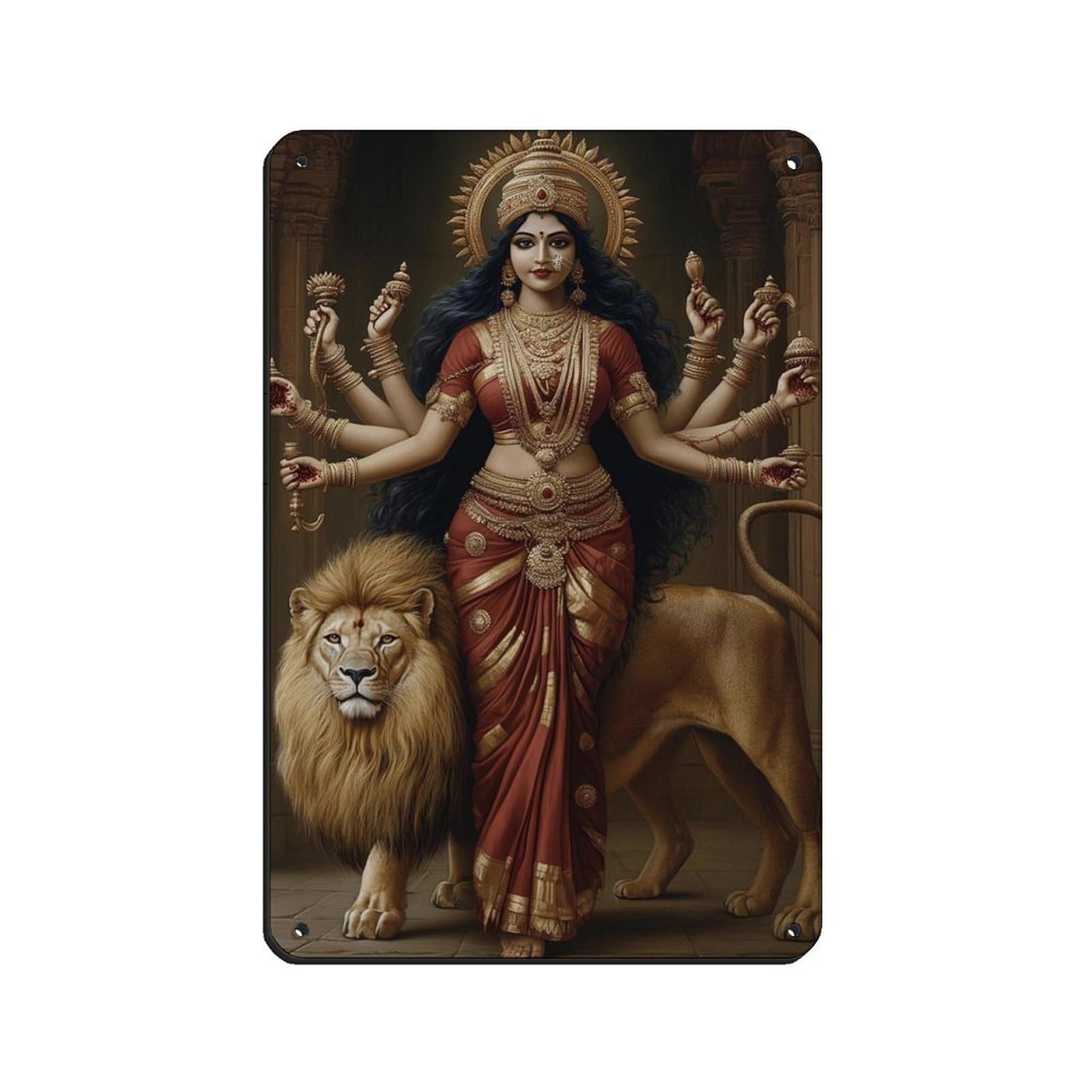 Durga Art-Goddess Art Tin Sign Vintage Metal Pub Club Cafe Bar Home Wall Art Decoration Poster Retro 8x12inch(20x30cm)