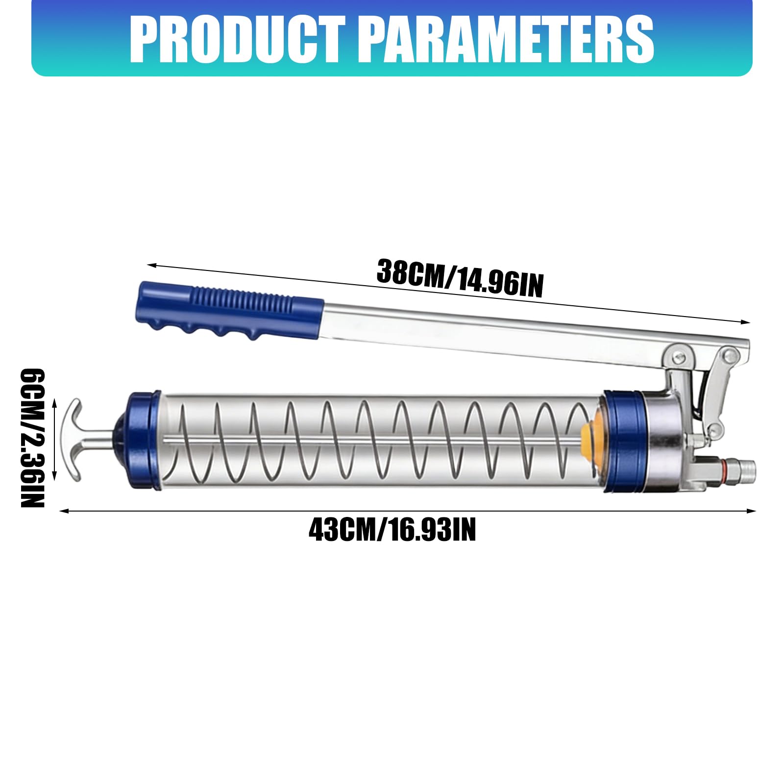 Lubricación profesional de cuerpo de aluminio con mango para maquinaria industrial, tubo de grasa transparente, bombas de grasa manuales
