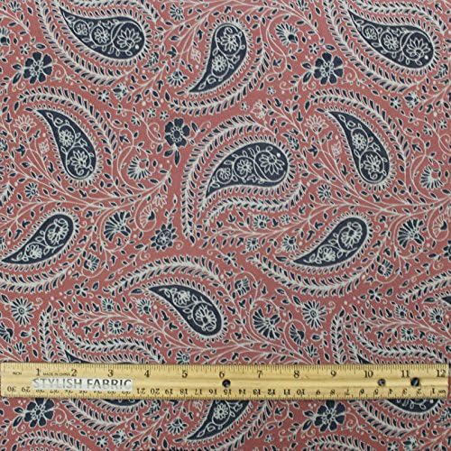 Mauve Glow with Charcoal Paisley Design on 100% Polyester Hi-Multi Chiffon Fabric