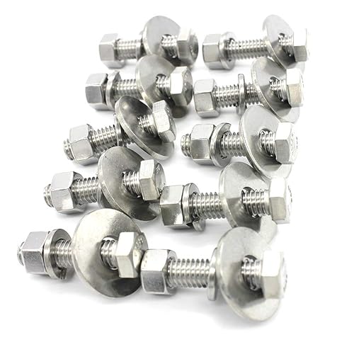 Miniatura 10 de Tornillos de cabeza hexagonal de acero inoxidable de 14-20x1-14 pulgadas, tuercas, arandelas planas y de bloqueo, 18-8 (304) SS, totalmente roscados