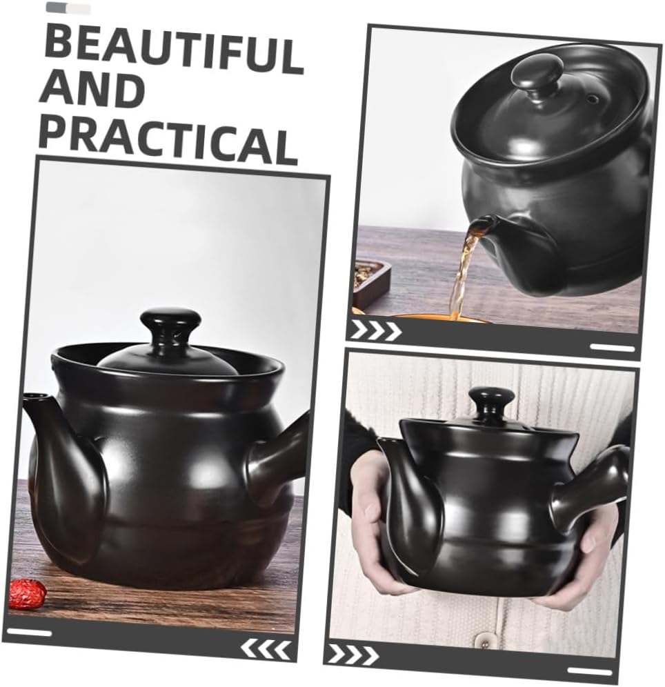 Retro Ceramic Medicine Pot 3l Black Open Flame Cooking