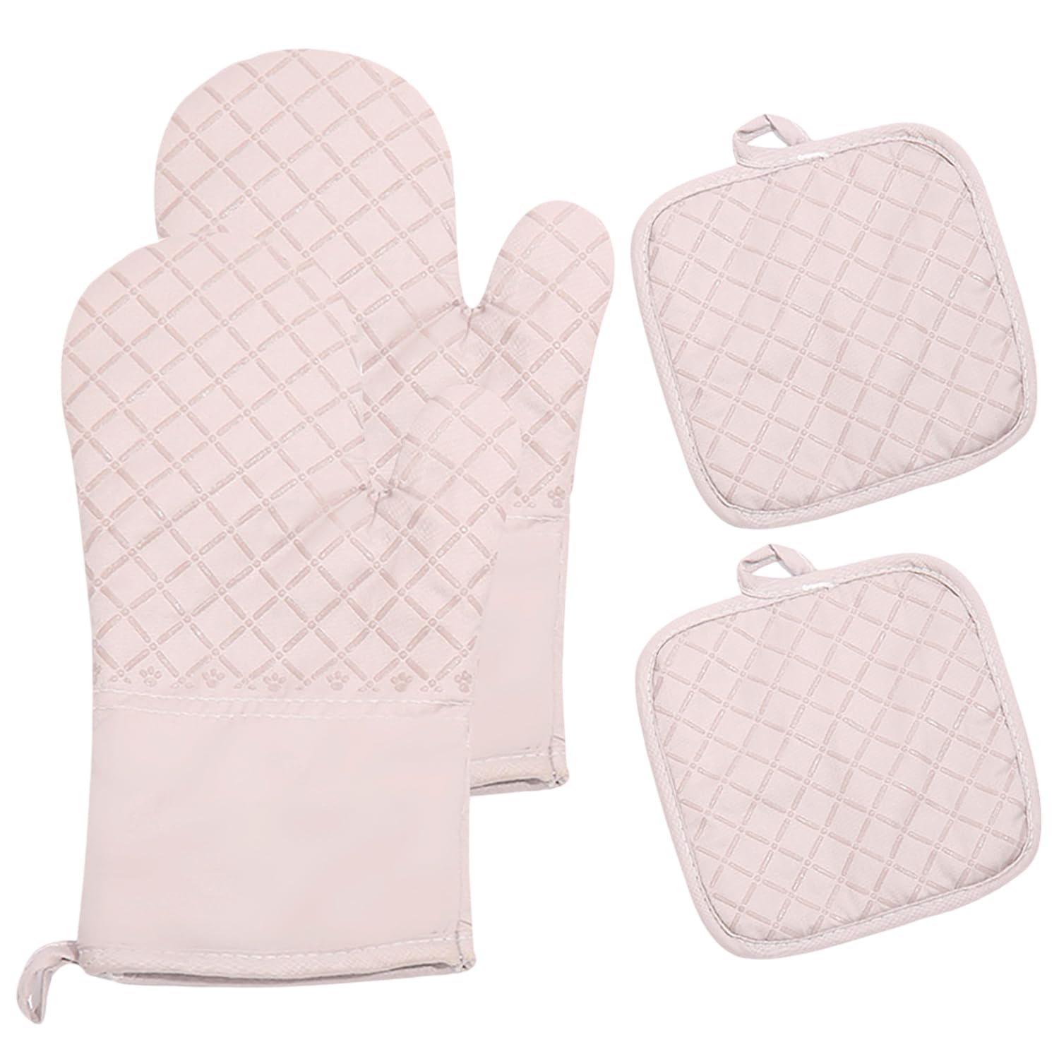 Xynovate 2 Oven Gloves, Heat Resistant Silicone Oven Gloves, Pot Holders, Non-Slip Kitchen Oven Mitts for Grilling Cooking Baking Kitchen Microwave Pizza (27cm, Pink）
