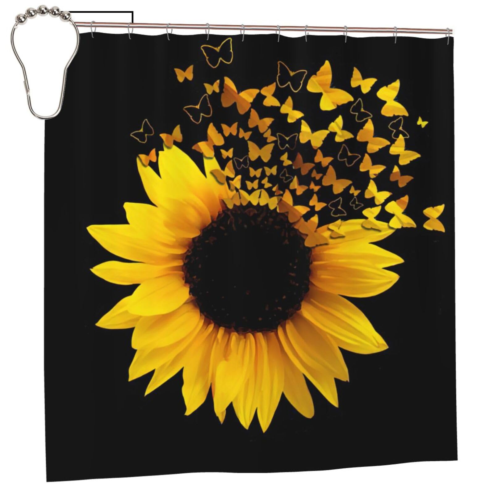 Rideau de douche imperméable contre les éclaboussures au motif tournesol