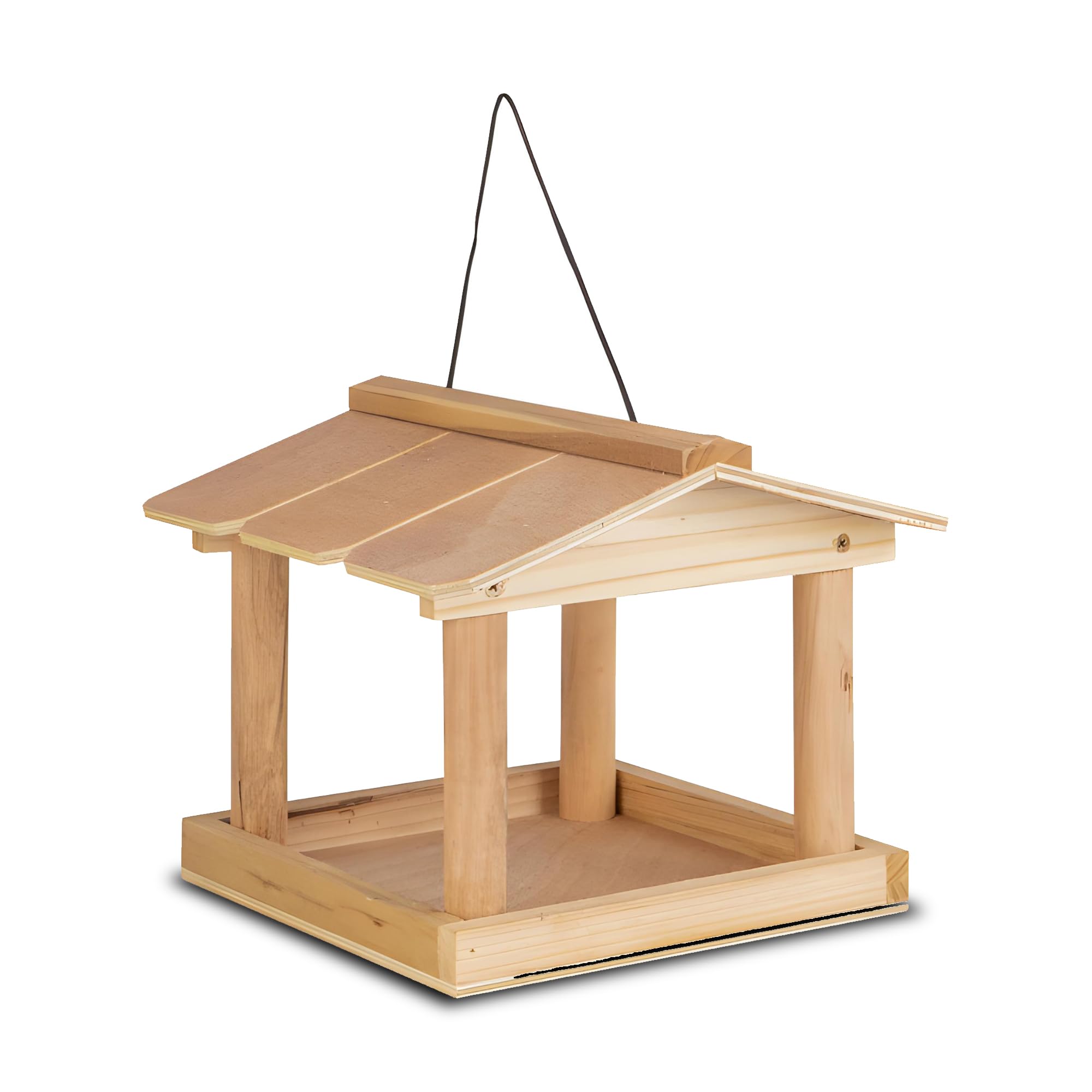Hanging Bird Feeder Table for Small Wild Birds Wooden Seed Feeding Station Hanging Bird House Feeder with Roof Protection Outdoor Garden Bird Table Wild Bird Feeder for Backyard Decor