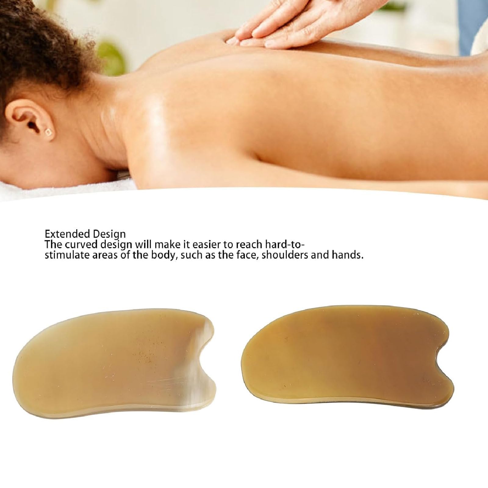 Junta Gua Sha Juego de 2 Cuernos Artificiales Gua Sha, Tablero Facial Gua Sha, Herramienta de Masaje Corporal Gua Sha, Herramienta para el Cuidado de la Piel Facial SPA Herramientas Gua Sha