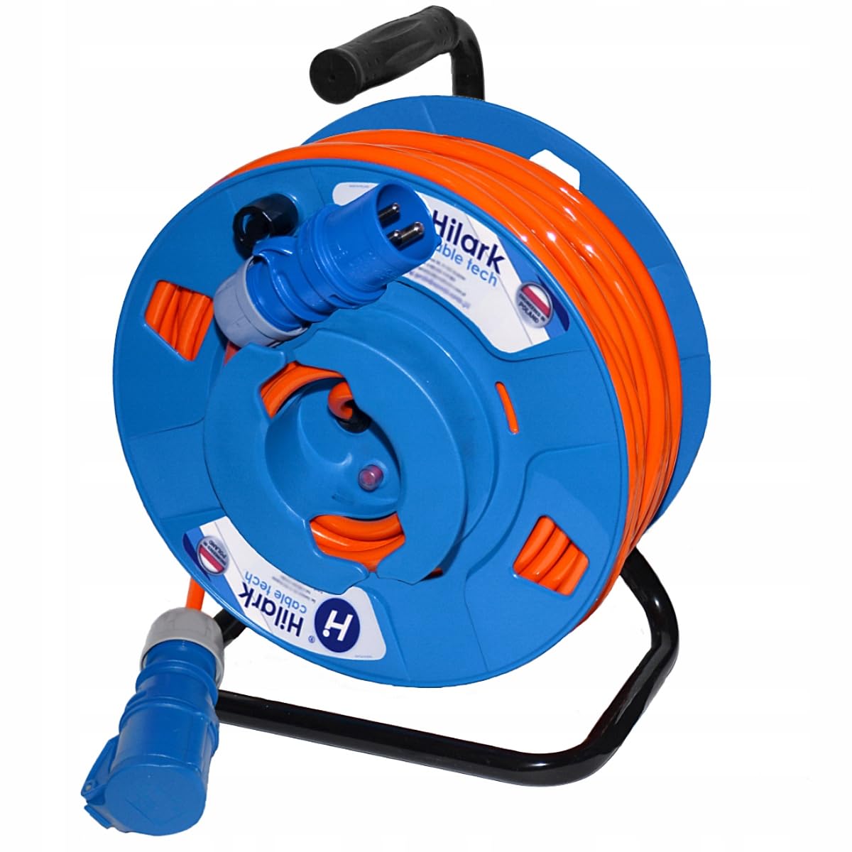Hilark H07BQ-F - Prolunga per tamburo invertito elettrico, 3 g2,5 mm (3 x 2,5 mm) con spina industriale CEE a 3 poli per camper, roulotte, barca, cantiere (50 metri, arancione)