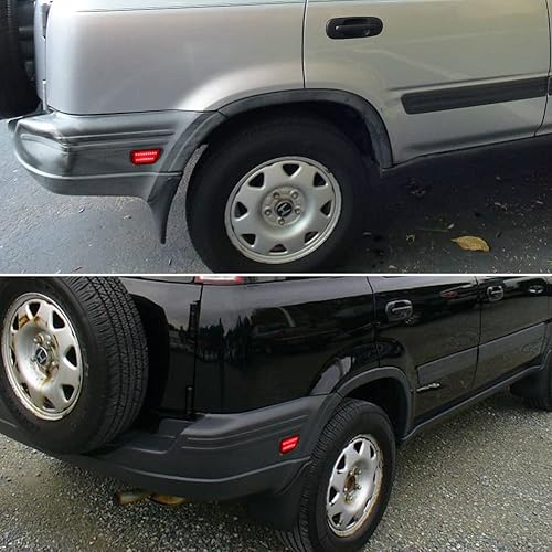 Miniatura 8 de 2 luces de marcador lateral de parachoques trasero LED rojo para Honda CR-V 1997-2001