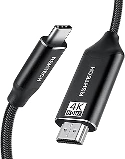 RSHTECH USB C to HDMI Cable [3m/9.8ft, 4K@60Hz] Thunderbolt Type C to 4K HDMI Cable Compatible with MacBook Pro/Air, iPad Pro/Air, Surface, Galaxy and More Thunderbolt Type-C Devices