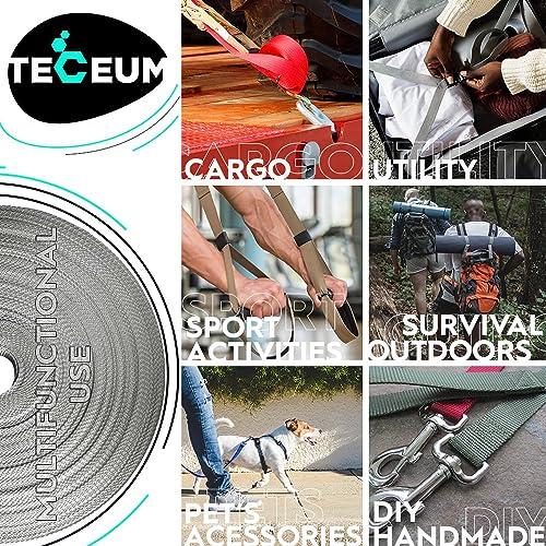 Image of TECEUM 3 /4 inch & 5 /8 inch & 1 inch & 1.5 inch & 2 inch Webbing - 10 25 50 Yards - 40+ Colors - Heavy Duty 1 Inch 1.5 Inch 2 Inch Backpack Straps - Webbing for Outdoors Indoors Crafting DIY