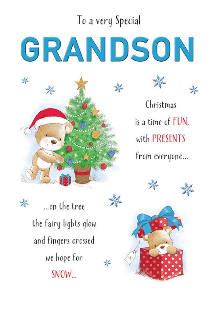 Piccadilly Greetings Cute Christmas Card Grandson - 9 x 6 inches