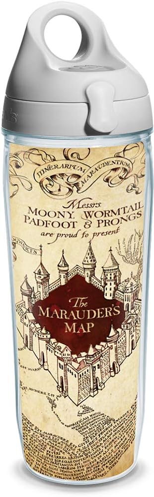 Tervis Marauder's Warner Brothers Harry Potter Maurauders Map Wrap Inner 24oz water bottle - gray lid Gray, Clear - Tritan