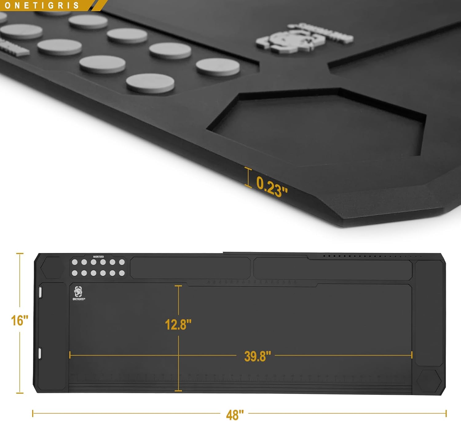 OneTigris Gun Clean Mat Magnectic for Table, Extra Large 48"x16" Anti-Slip Rubberized Repair Mat for Gun Parts, Protects Work Surface from Solvents and Oils