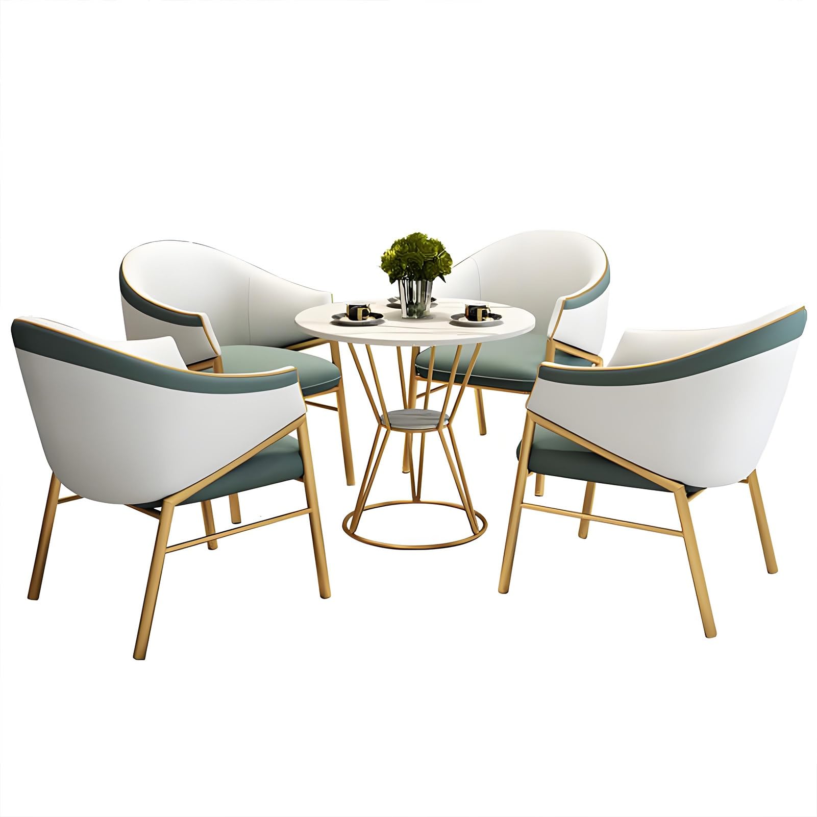 Set tavolo e sedie da conferenza, tavolo da ricevimento/negoziazione/relax, tavolino da caffè per sala conferenze, adatto a lounge (bianco sporco + verde)