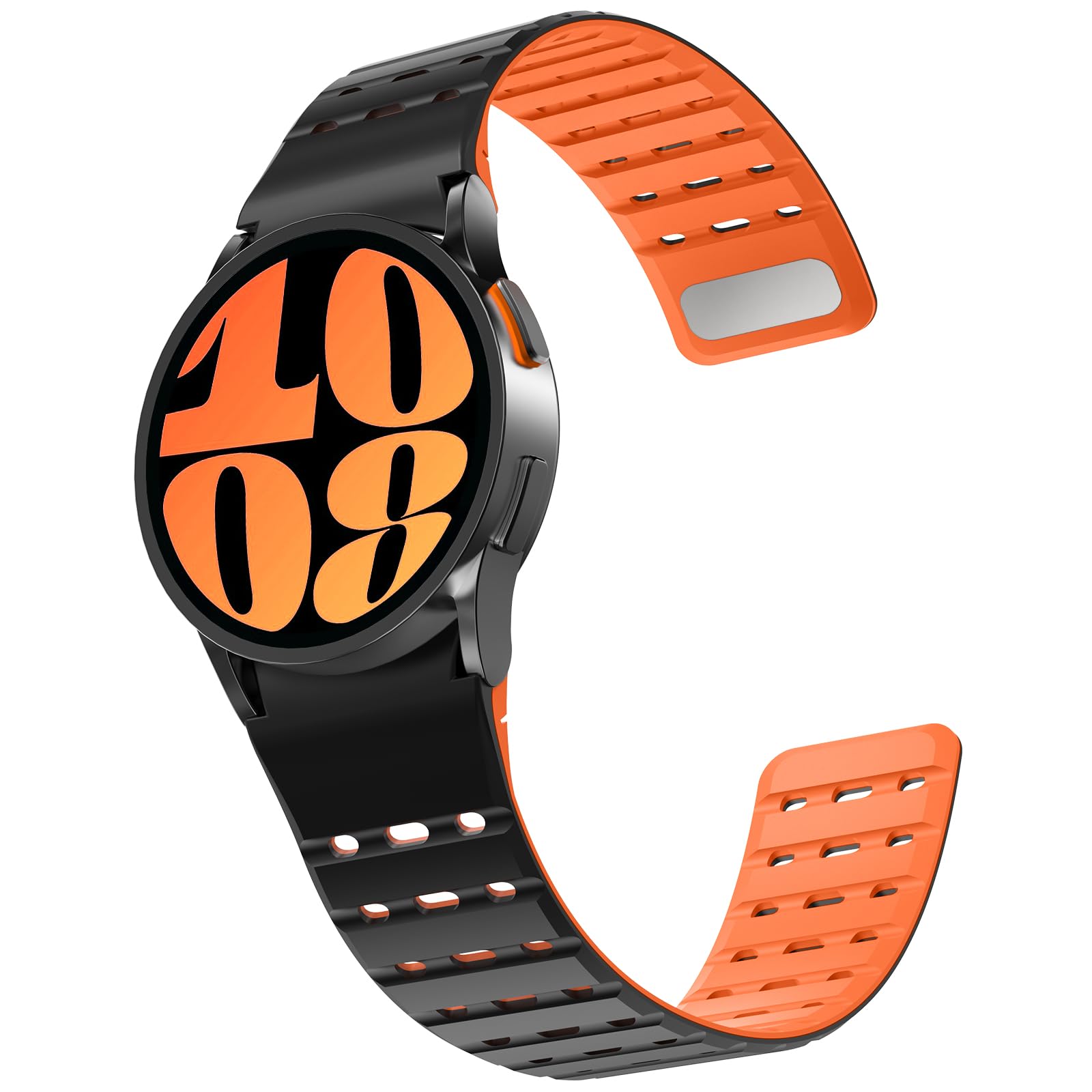 Delidigi Magnetic Sport Band Compatible with Samsung Galaxy Watch 7 6 5 4 FE 40mm 44mm/Galaxy Watch 6 4 Classic 43mm 47mm 42mm 46mm/Watch 5 Pro 45mm, 20mm No Gap Breathable Siliocne Strap for Men Women