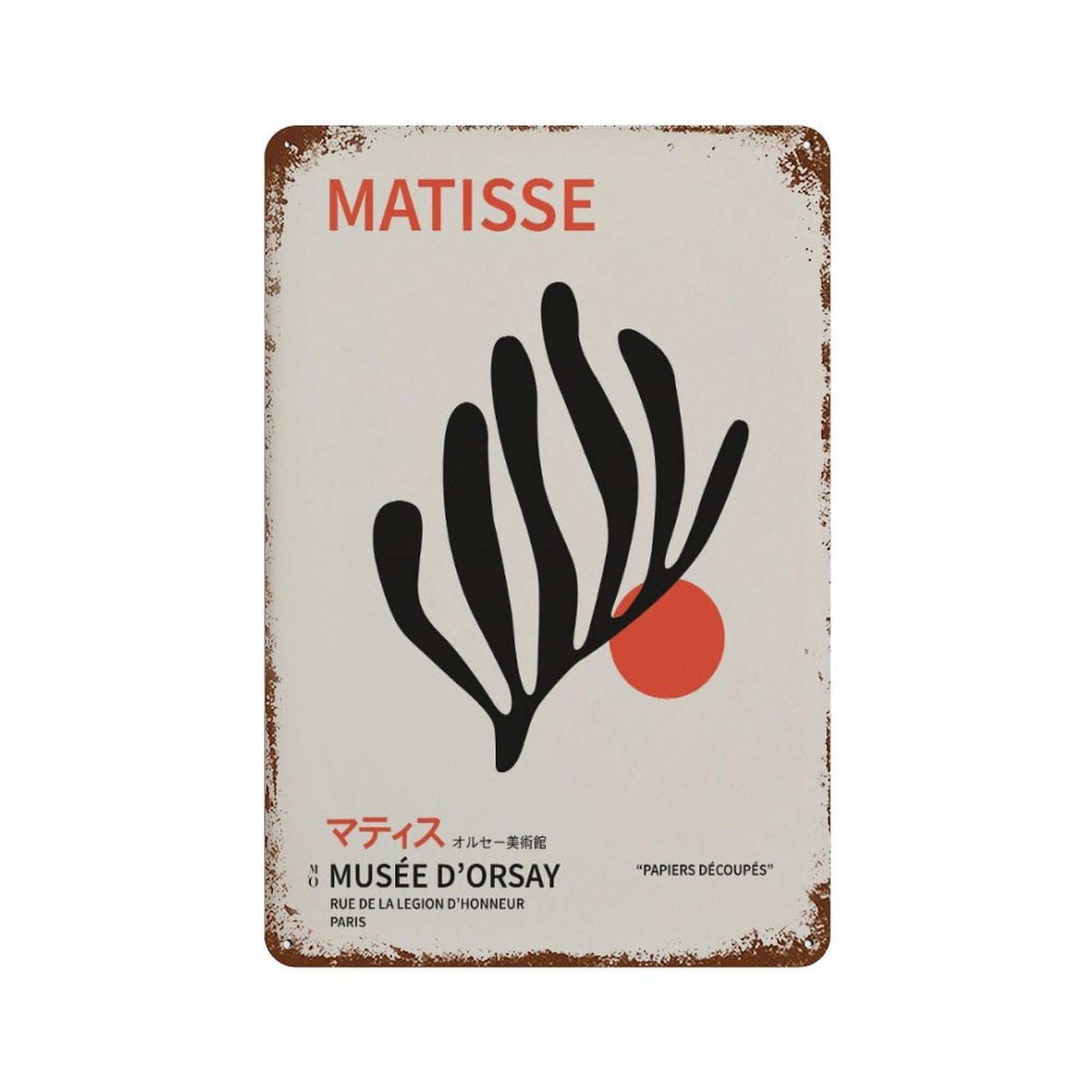 xiaoxiaoshen Henri Matisse Cut-outs Vintage Sunset in The Desert, Botanical Papiers Decoupes Wall Decor Art Metal Tin Poster Modern Home Decor Art Home Bar Shop Decorations Vintage Sign 30x20cm