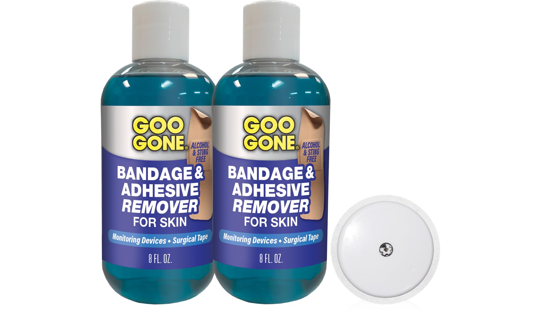 Goo Gone Bandage Adhesive Remover for Skin - Safe and Pain Free Removal for Sticky Residue from Continuous Glucose Monitors, KT Tape, Medical Tape,