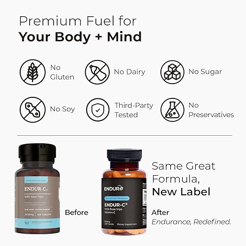 Miniatura 3 de Endurance Products, EndurC, tabletas de suplemento de vitamina C de liberación prolongada para una absorción óptima, ácido ascórbico y vitamina C