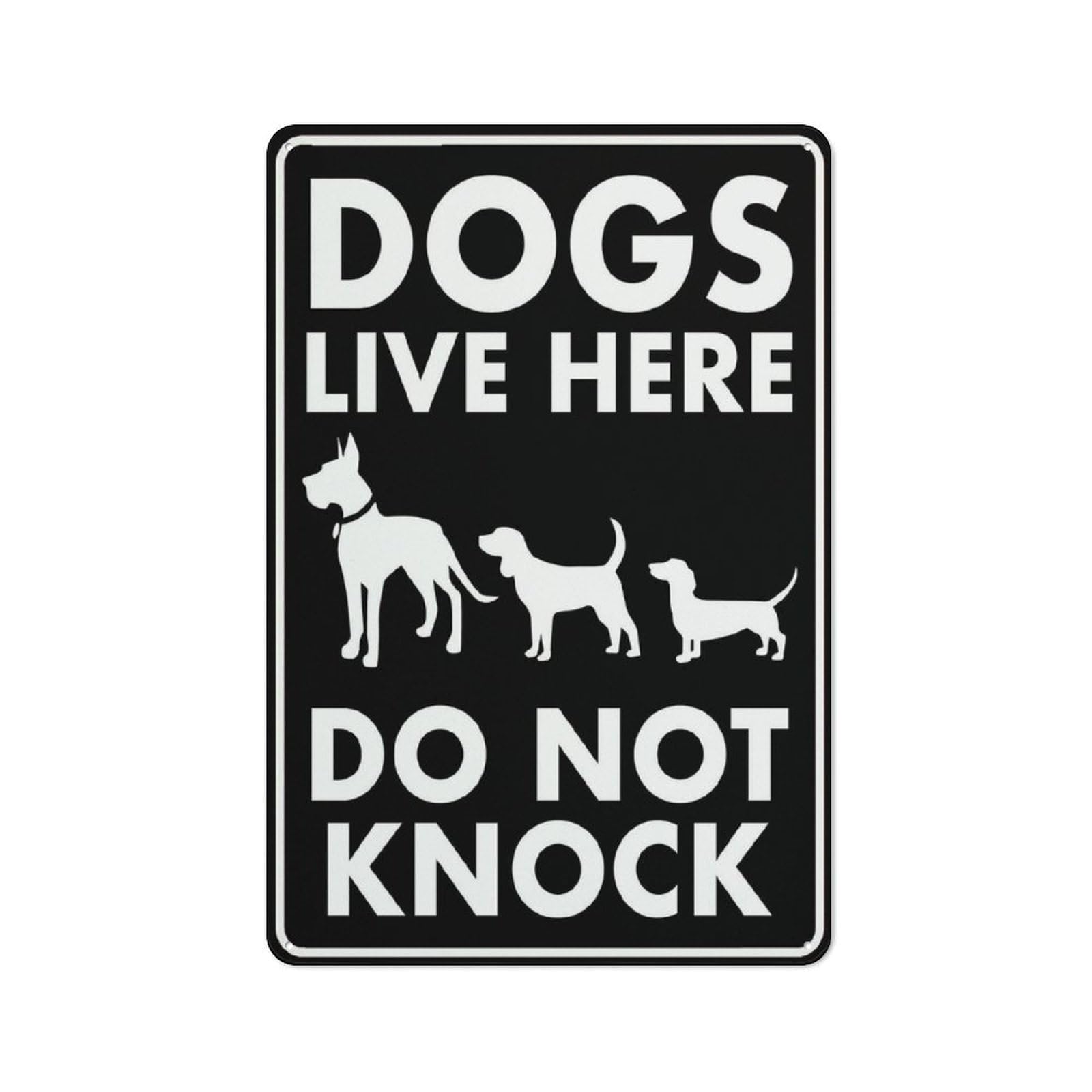 Dogs Live Here Do Not Knock Sign For House 12" X 8" Yard Sign, Premium Aluminum, Sun-Proof, Rust-Free