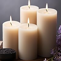 MOSROAD Unscented Ivory Pillar Candles Set of 6 (2.8x4 Inch) - Dripless Smokeless 50-Hour Burn Paraffin Candles for Weddings, Christmas, Home Decor
