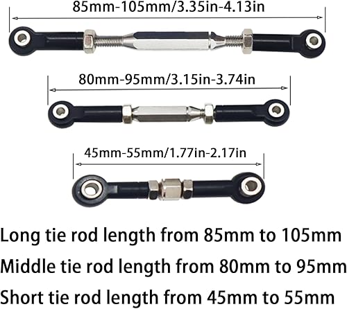 Miniatura 2 de Juego de tensores ajustables con extremos de varilla para Traxxas Slash 110 4X42WD (negro)