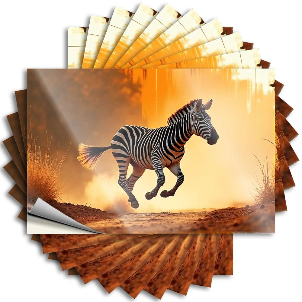 Decorations for Bedroom Aesthetic Coastal Funny Sticker - A Zebra Gallops Across A Sunlit Savanna Removable Decal Helmet Easy Peel for Teens(6X9CM)