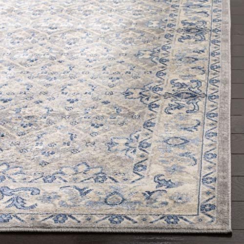 SAFAVIEH Traditional Rug for Living Room Dining Room, Bedroom - Brentwood Collection, Short Pile, in Light Grey and Blue, 61 X 244 cm - Image 4
