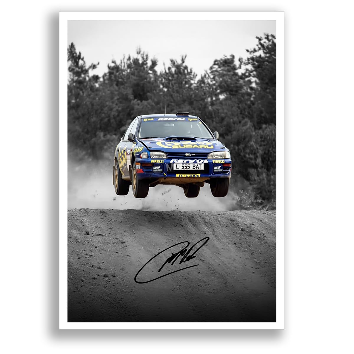 Colin Mcrae Signed Car Artwork Autograph A4 Poster Photo Framed Memorabilia Gift WRC Rally (Subaru A4 Poster Only) — image 1
