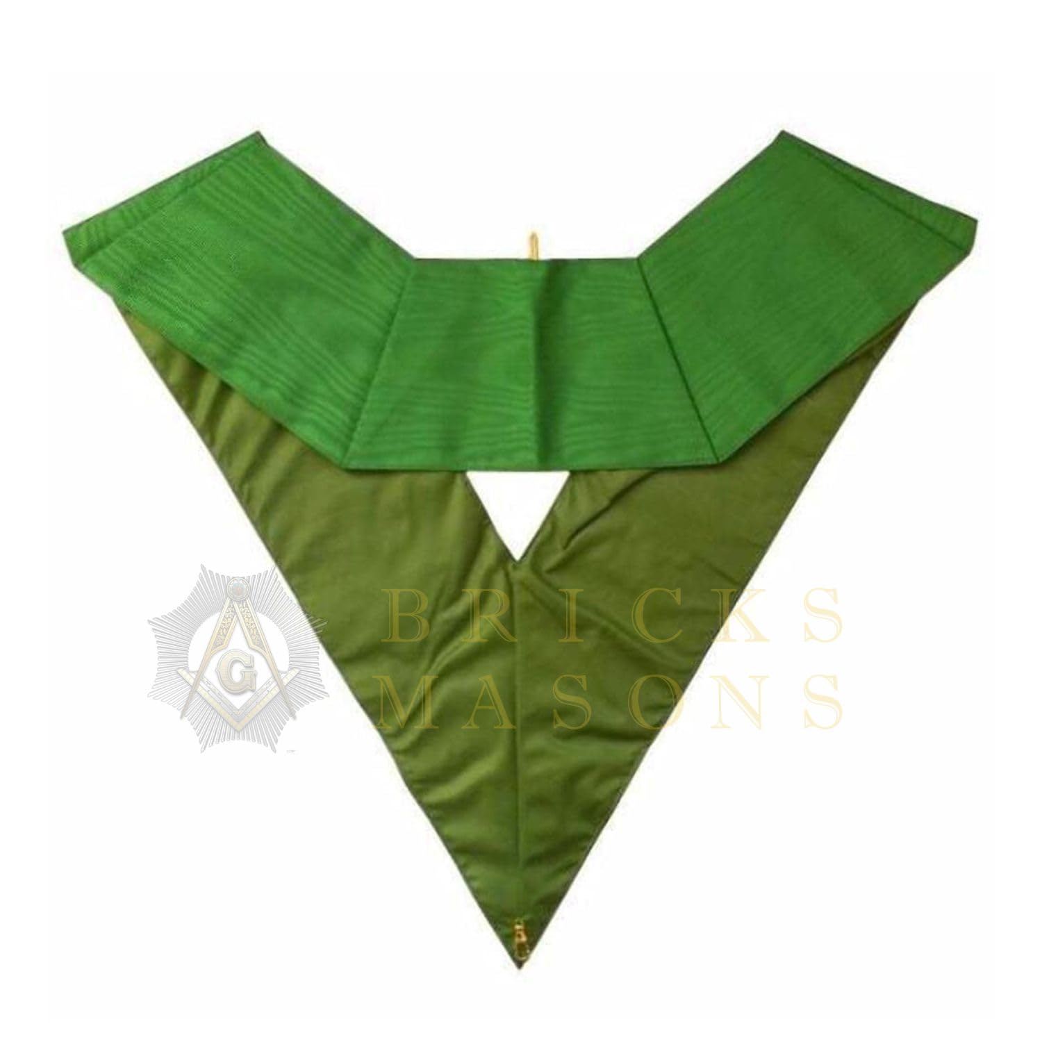 Bricks Masons 5th Degree Scottish Rite Collar - Green Moire Machine Embroidery