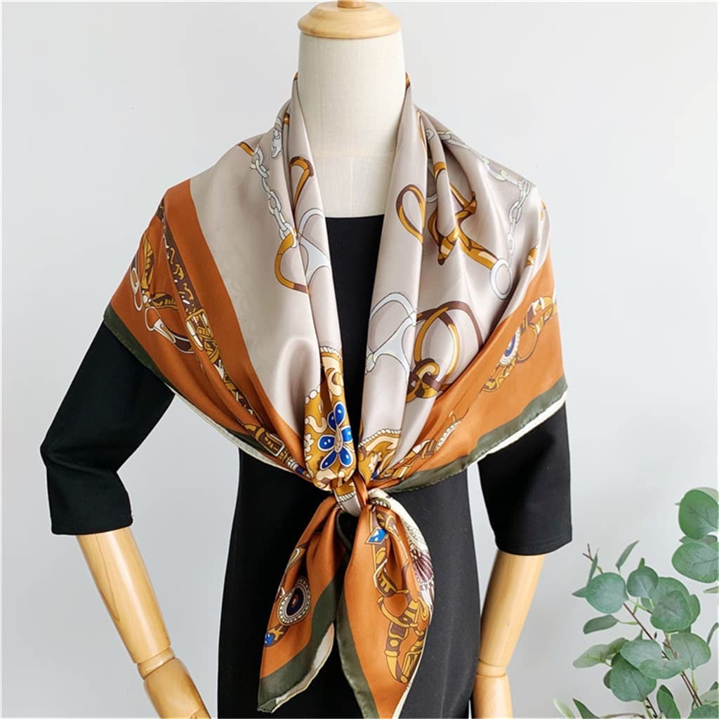 BATLAM Pañuelo de Seda de Seda para Mujer, Bufanda Cuadrada Grande de Primavera y otoño, Chal de Bufanda de Seda de Morera (Color : A, Tamaño : One Size) (A One Size)