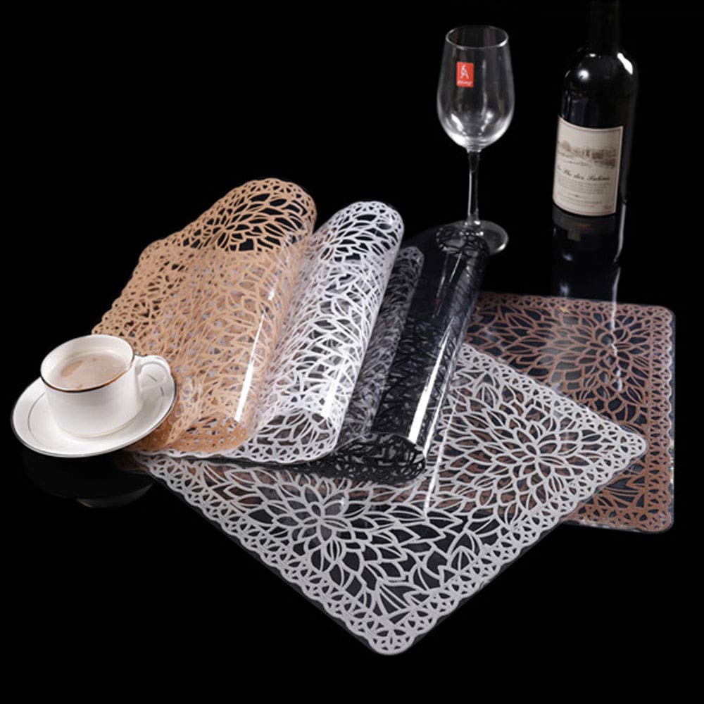 Juego de 6 manteles individuales impermeables de plástico blanco para mesa de comedor, lavables con un paño, manteles individuales de vinilo PVC para cocina