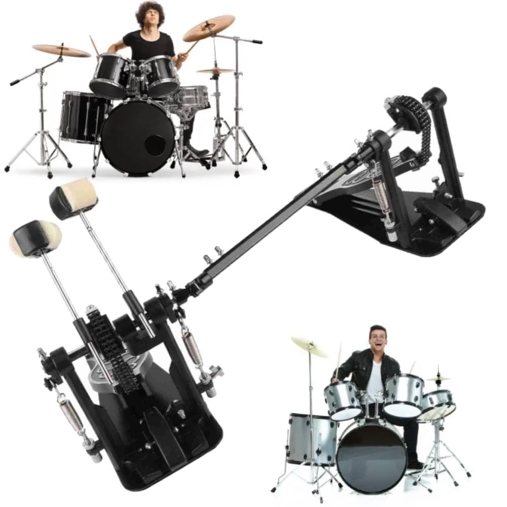Fußmaschine Pro, Doppelpedal Drum Pedal, Bass Kick Drum Pedal, Fußmaschine Chain Kick Drum Pedal 2 Pedale Schlagzeug Zubehör für Drumsets