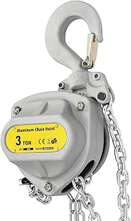 ManualÂ ChainÂ Hoist, Aluminum Hand Chain Hoist with 2 Chain Rows, 3-Ton/6600 lbs Rated Lifting Capacity, 2-Ton/4409 lbs Strap Capacity, 360-degree Rotatable Hooks with 9.84ft Standard Lifting