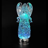 Vista 8 de DRomance - Linterna de bola de nieve de ángel de 11 pulgadas, operada a batería con temporizador de 6 horas, luz LED que cambia de color, ángel