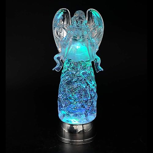 Miniatura 8 de DRomance - Linterna de bola de nieve de ángel de 11 pulgadas, operada a batería con temporizador de 6 horas, luz LED que cambia de color, ángel