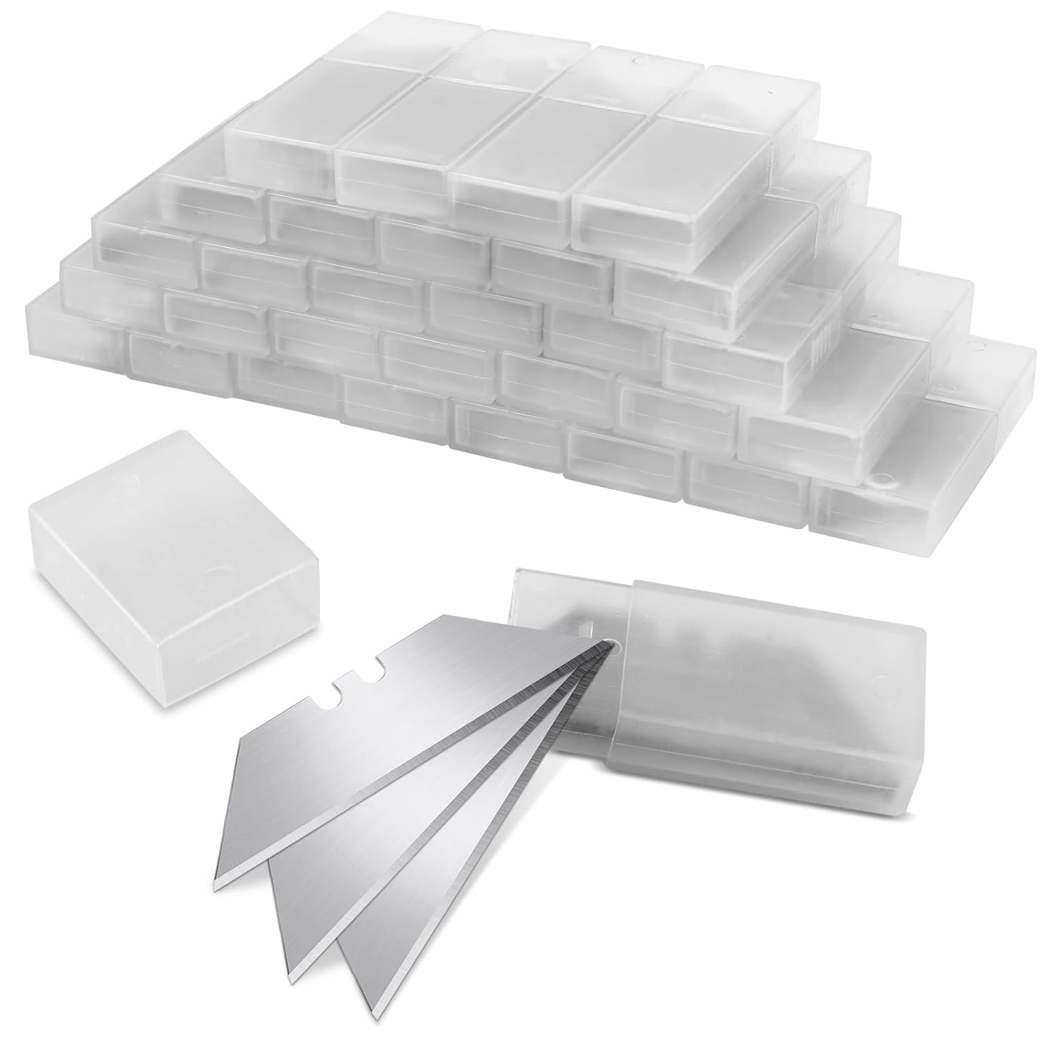 Romeda 100 Pack SK5 High Carbon Steel Utility Knife Blades - Sharp, Non-Rusting Box Cutter Refills with Storage Box