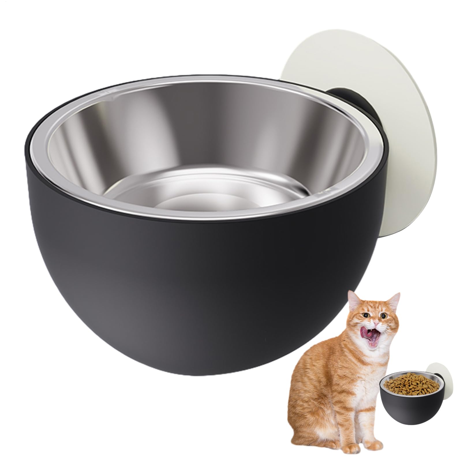 Wall Magnetic Dog Bowl, Fixed Mounted Cat Bowl, Stainless Steel Anti Spill Magnetic Dog Food Bowls, Detachable Elevated Pet Bowl Fixed Mounted Cat Bowl Dishwasher Safe For Pets Food Water