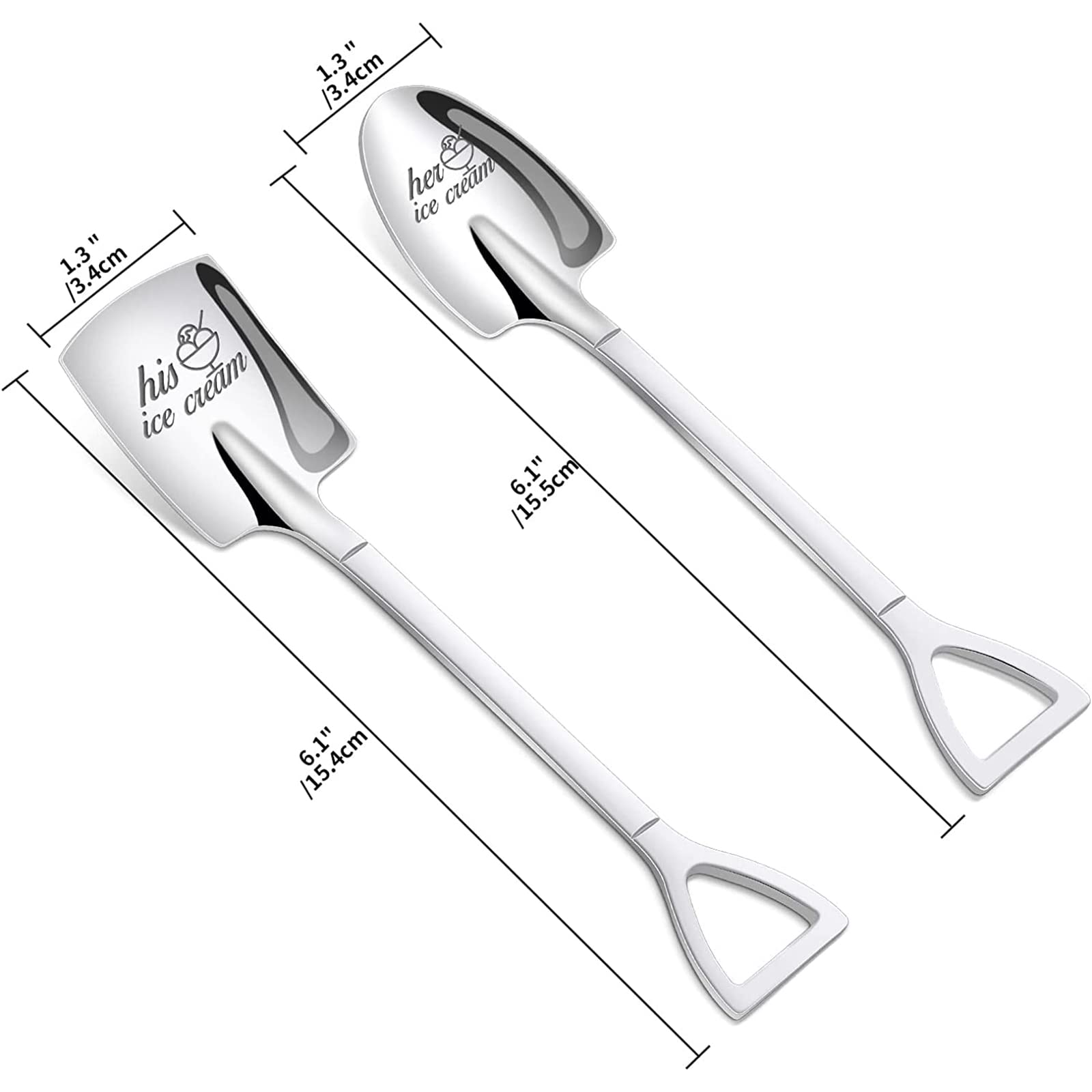 Set di 2 cucchiaini da caffè incisi, in acciaio inox, con design Let's
