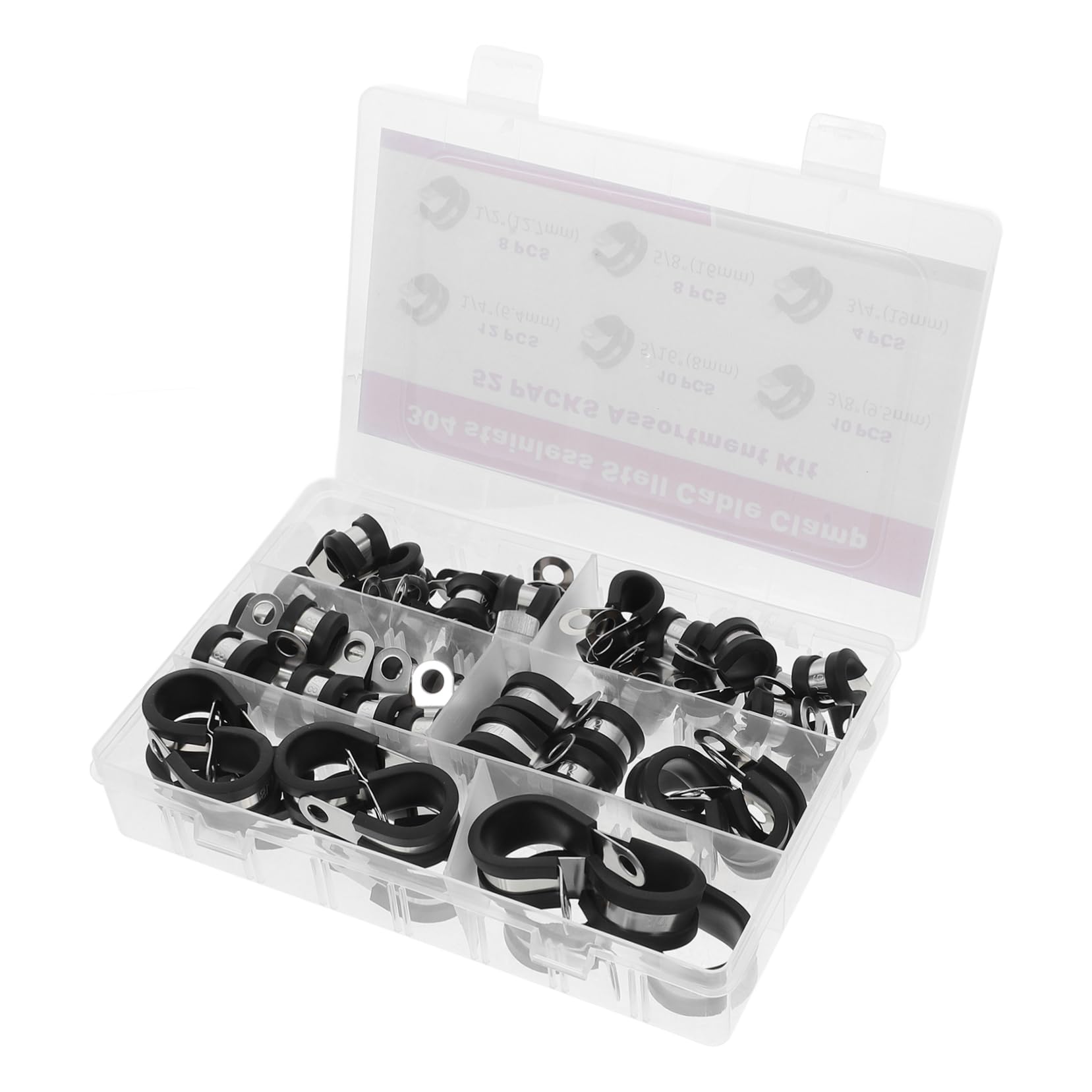 PRETYZOOM Stainless Steel Pipe Clamp Assortment 6 Sizes Cable Clamps Noise Reduction Industrial Marine Grade
