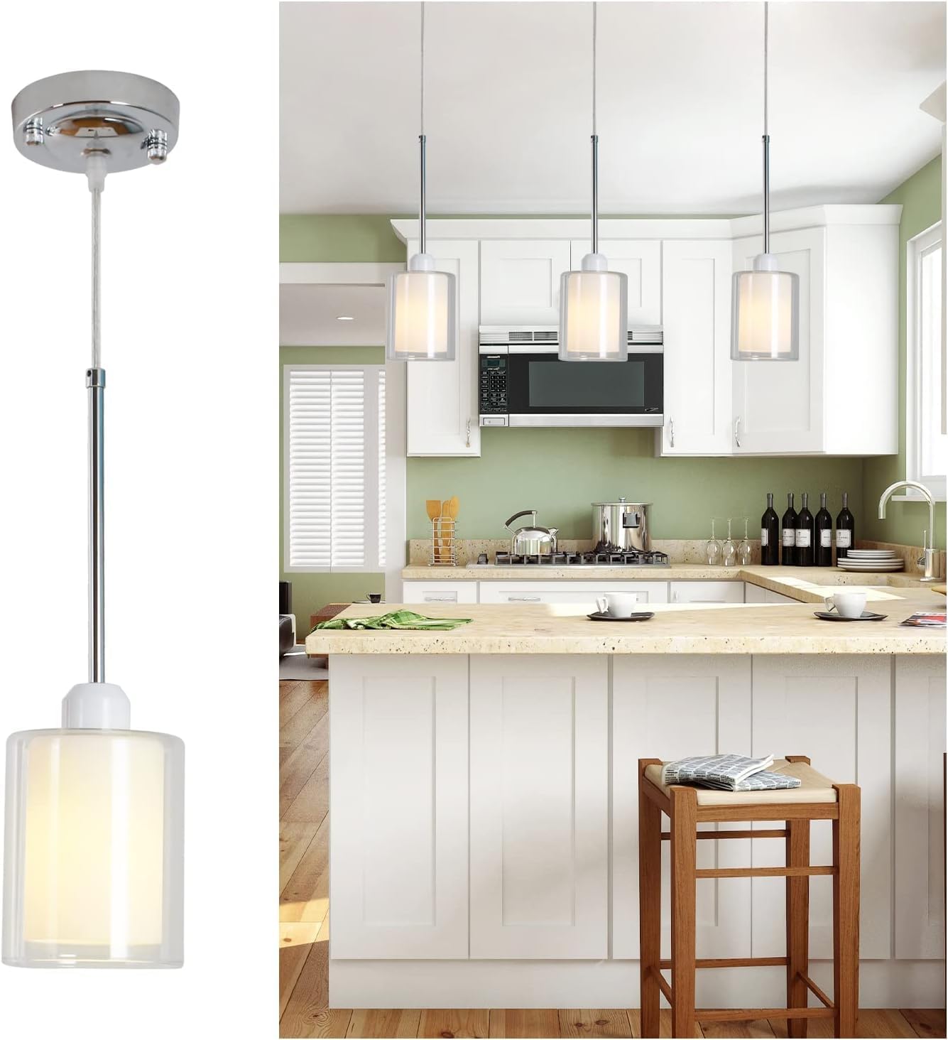 Industrial Black Pendant Light - Rustic Metal Cage Hanging Lamp for Kitchen Island, Dining Room, Bedroom - Modern Farmhouse Lighting Fixture Barn Farmhouse, Spring Shade, E26 Bulb(Industrial)