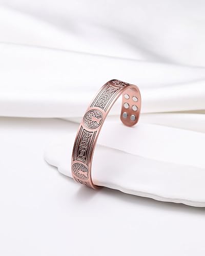 Miniatura 9 de Jecanori Pulseras magnéticas de cobre eficaces para mujeres y hombres, pulsera magnética ultra resistente, Cobre, Sin gemas.