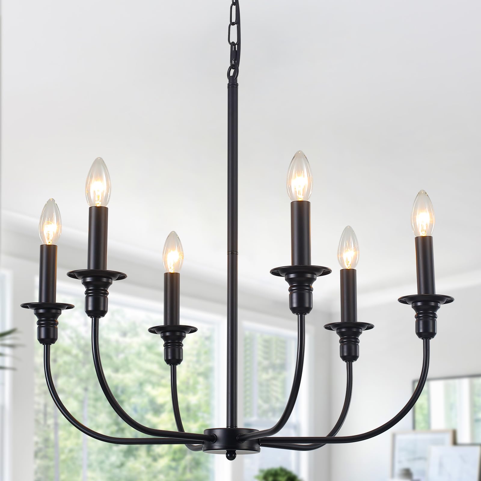 Lampadario Nero Vintage,6 Luci lampadario soggiorno design industriale | Altezza Regolabile, per Soggiorno Camera da Letto Cucina Sala da Pranzo Corridoio E14