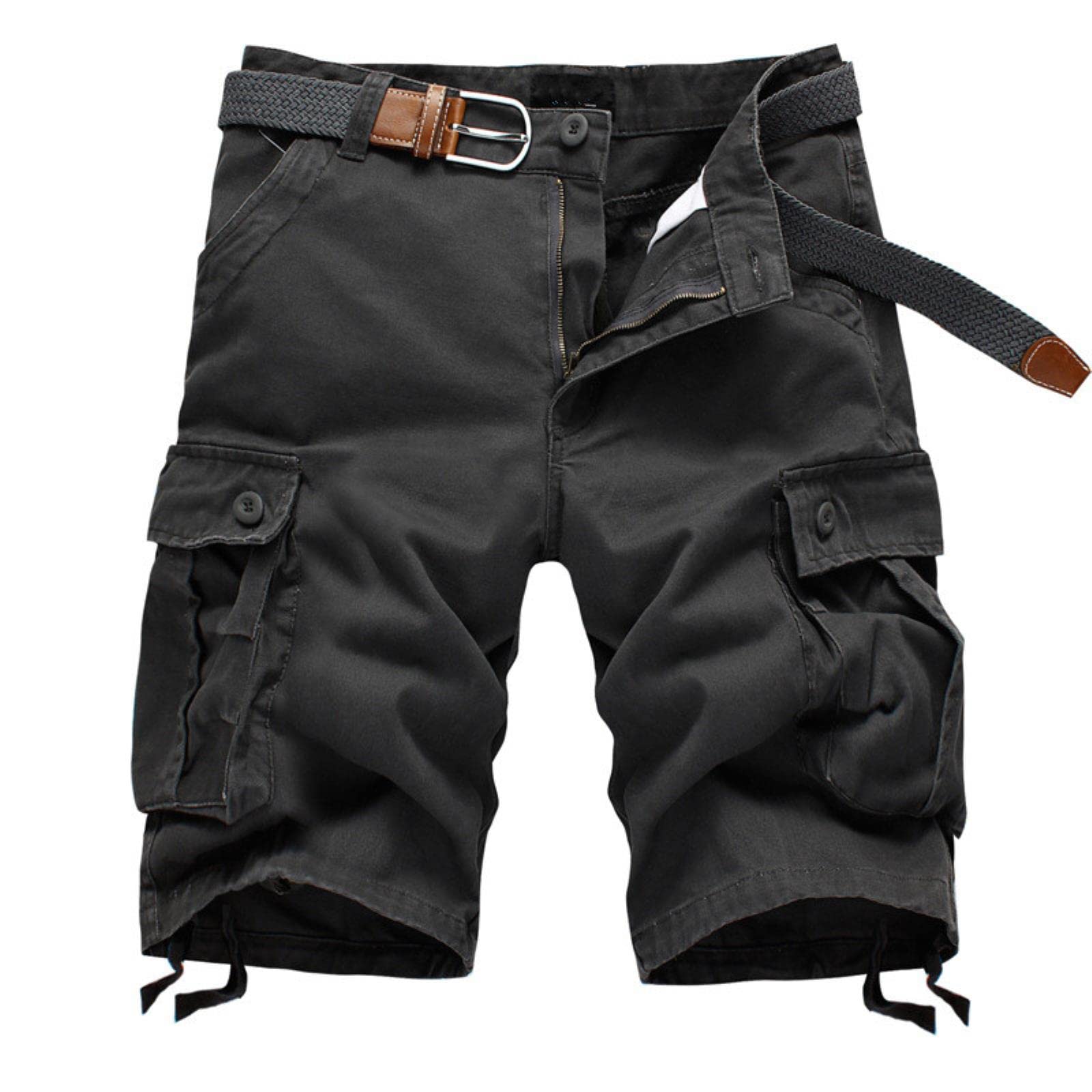 RCJOLLZ New Men's Cargo Shorts Baggy Multi Pocket Khaki Summer