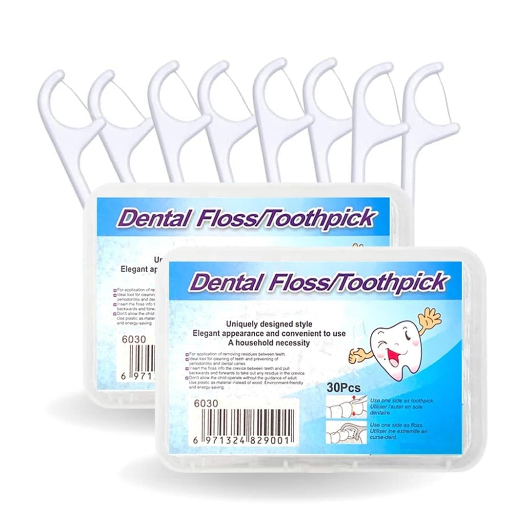 snuloza 2-in-1 dental floss & toothpick set – oral care flosser for clean teeth & healthy gums (30 pcs)