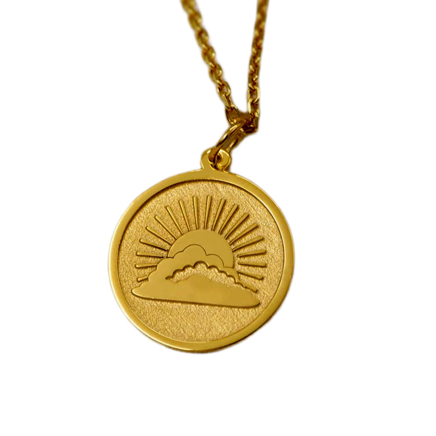 Collier pendentif pièce gravée soleil céleste, le cadeau idéal unique