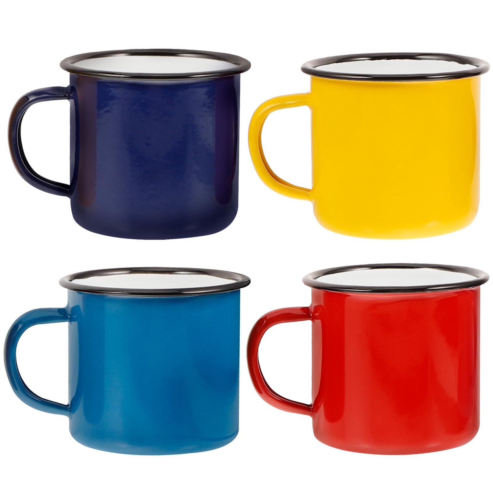 Tazas de Esmalte Clásicas Fáciles de Limpiar y Prácticas de 350ml Juego de 4 para Camping, Picnic y Uso Diario Hogar