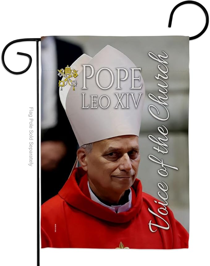 Flag Faith Picture Prints Vatican Memorabilia Tapestry Catholic Wall Art Canvas Poster Grave Decorations for Cemetery Yard Sign American Papal Door Garden Decor Religious Gifts