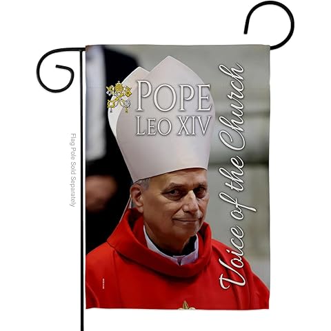 Pope Leo XIV Flag Faith Picture Prints Vatican Memorabilia Tapestry Catholic Wall Art Canvas Poster Grave Decorations for Cemetery Yard Sign American Papal Door Garden Decor Religious Gifts