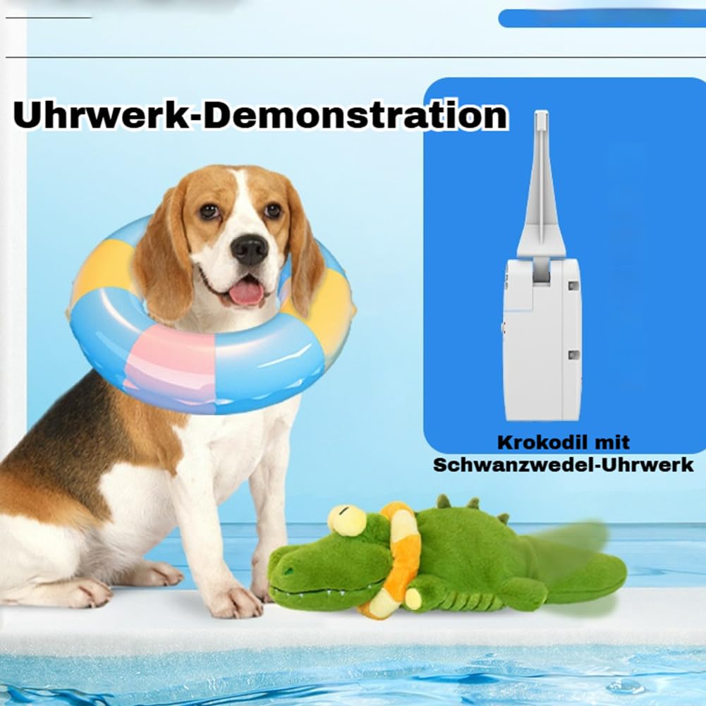 The Dog - Calming Crocodile, Interactive Plush Dog Toy with Automatic Tail-Wagging to Keep Them Busy, Soft & Washable Sicher Kauspielzeug FüR Hunde Und Katzen (Fuchs,2PCS)