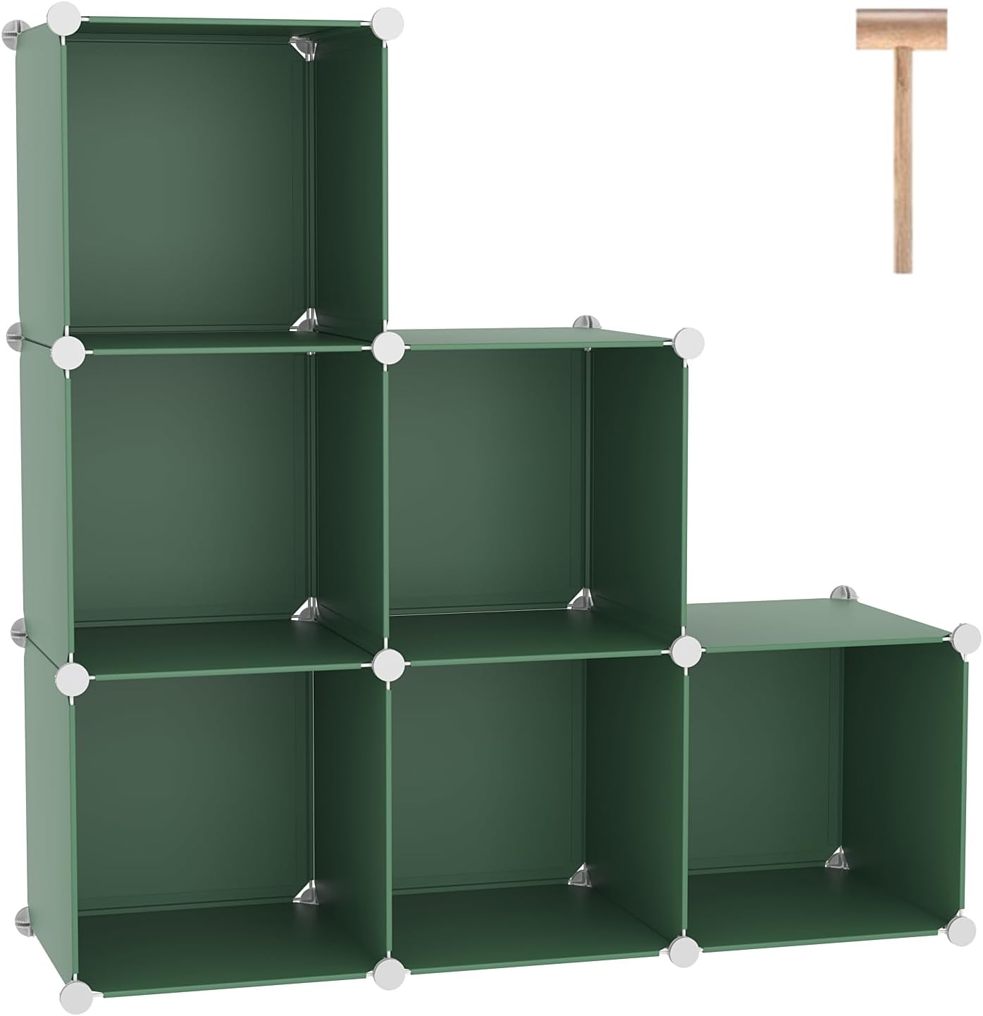 6-Cube Storage Organizer Cube Shelf Closet Storage Bookcase, Green | Stackable Cubby Storage, Bookshelf, Portable Plastic Storage Closet Organizer, DIY Modular Shelving Units for Home, Wardrobe