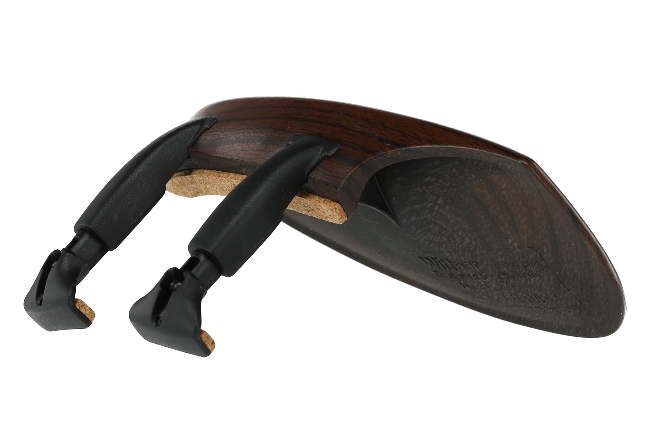 Wittner poggiaspalla laterale per violino 4/4, plastica High-Tech, anatomicamente modellato, testato per allergie, senza cacciavite, color palissandro, Made in Germany, 250211P